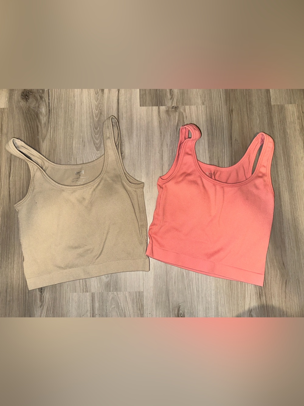 Pro fit 2-Pack Women's Ribbed Crop Camisoles in Coral and Beige